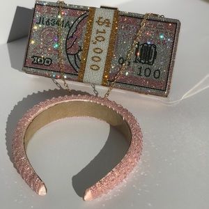 Rhinestone Headband Clutch Purse Set
